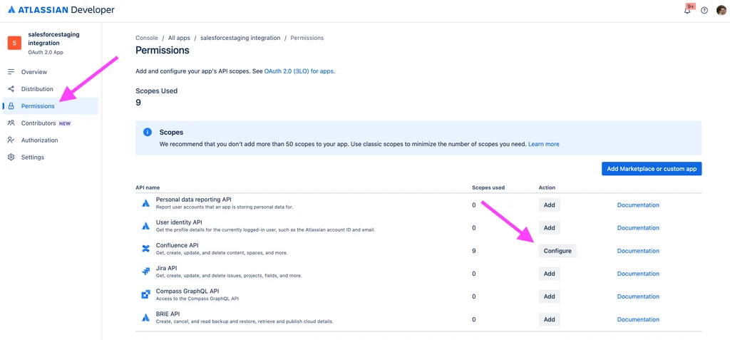 Step 3-Click configure. Click Confluence API Authorize.webp